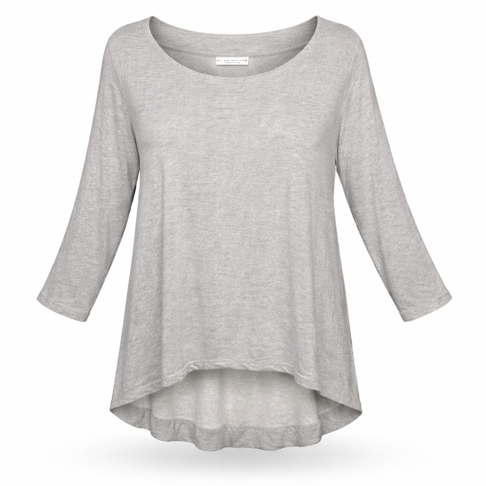 Bryn Walker Heather Gray High Low Scoop Neck Tunic Top Size Smallโ Made in USA